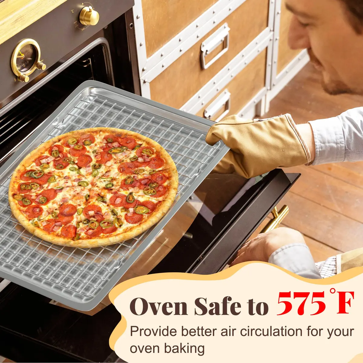 LIEMAND 2 PCS Grid Wire Baking Cooling Racks 10" x 15" | Heavy-Duty Stainless Steel for Oven & Dishwasher Safe - view 5