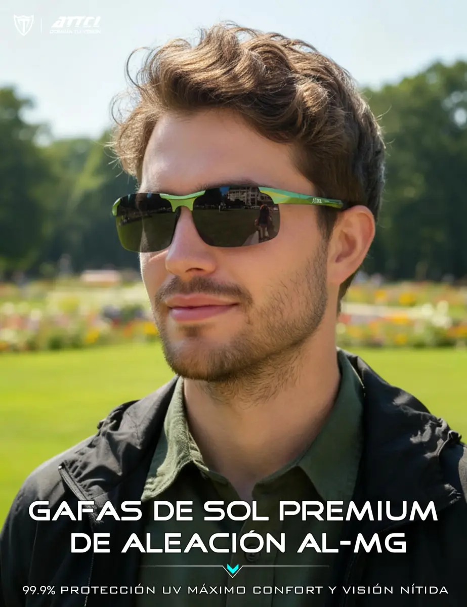 ATTCL Polarized Sports Sunglasses for Men: Fruit Green & Grey, Not Mirrored, UV Protection, 64mm Lens - view 2