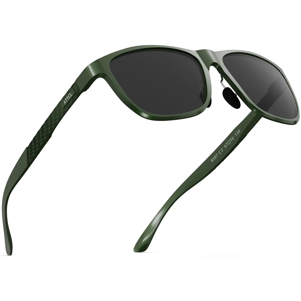 ATTCL Army Green-Grey Polarized Sunglasses for Men - Al-Mg Metal Ultralight Rectangular Frame - main product image