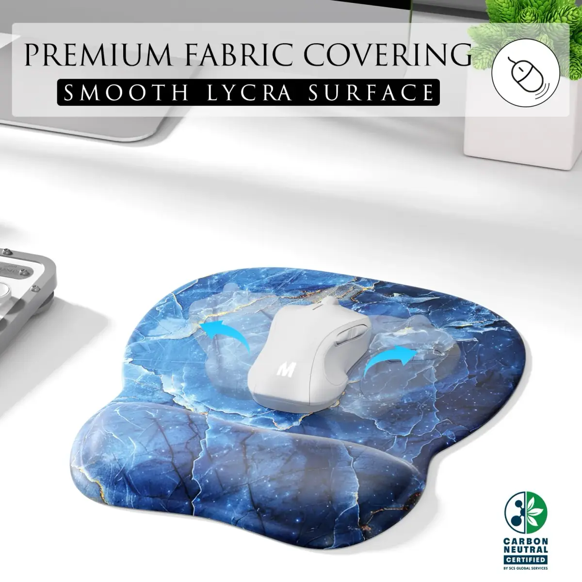 MROCO Ergonomic Mouse Pad with Gel Wrist Rest, 9.4 x 8.1 Inch Ocean Marble | Reduce Wrist Strain - main product image