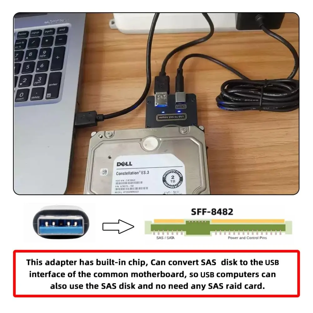 Xiwai SFF-8482 SAS 29Pin to 5Gbps USB 3.0 Raid Adapter Card | Supports SAS/SATA 6Gbps, 10x USB 2.0 - view 7