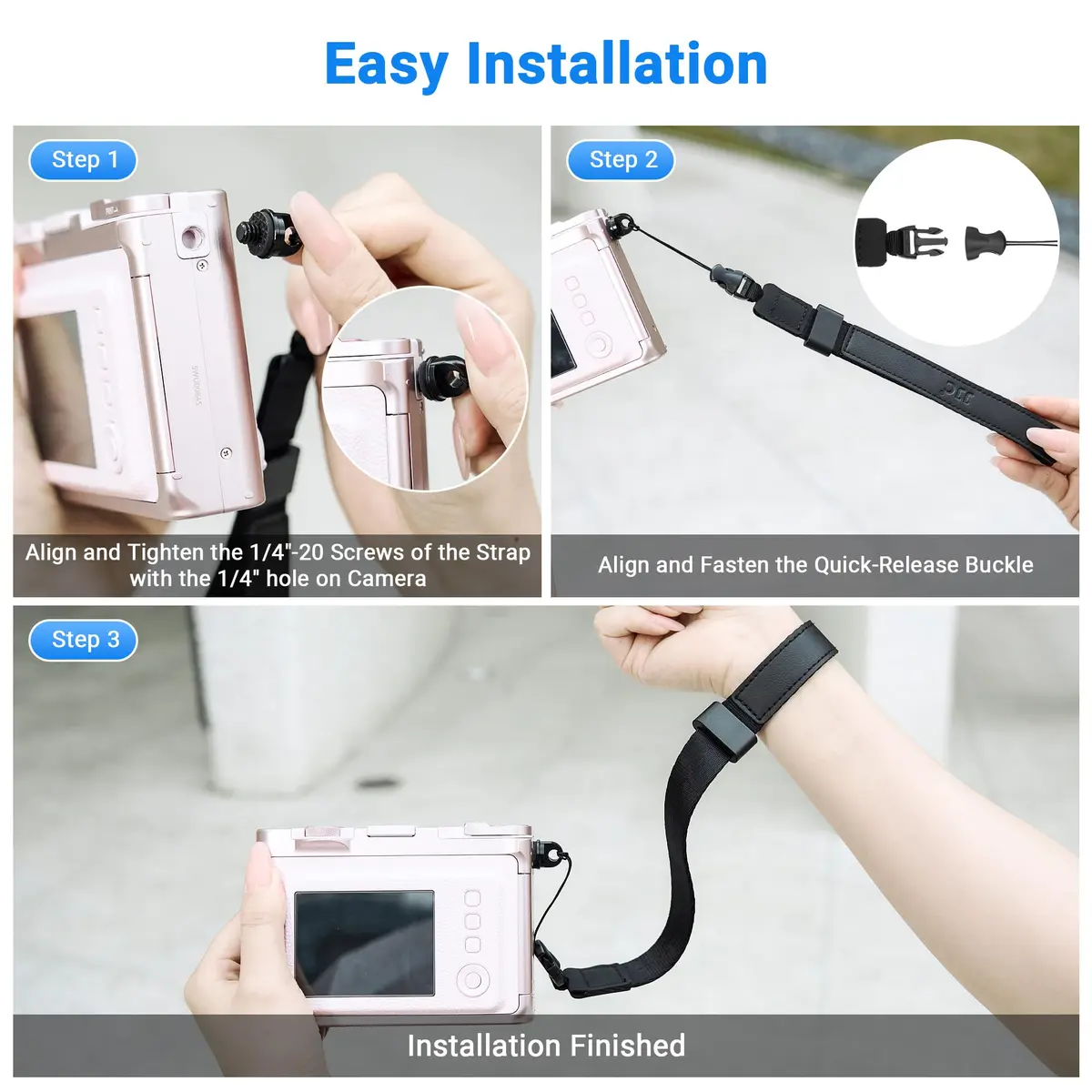 Kiorafoto Mini EVO Strap, Adjustable Nylon Camera Hand Wrist Strap Lanyard with 1/4"20 & Quick Release for Ricoh GR IV III IIIx II GRIV GRIII GR4 GR3X Sony RX100 VII ZV-1 ZV-1F G7X Mark III II SX740 HS - view 6