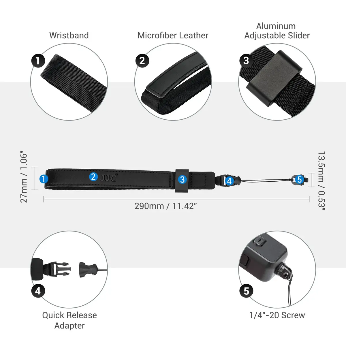 Kiorafoto Mini EVO Strap, Adjustable Nylon Camera Hand Wrist Strap Lanyard with 1/4"20 & Quick Release for Ricoh GR IV III IIIx II GRIV GRIII GR4 GR3X Sony RX100 VII ZV-1 ZV-1F G7X Mark III II SX740 HS - view 8