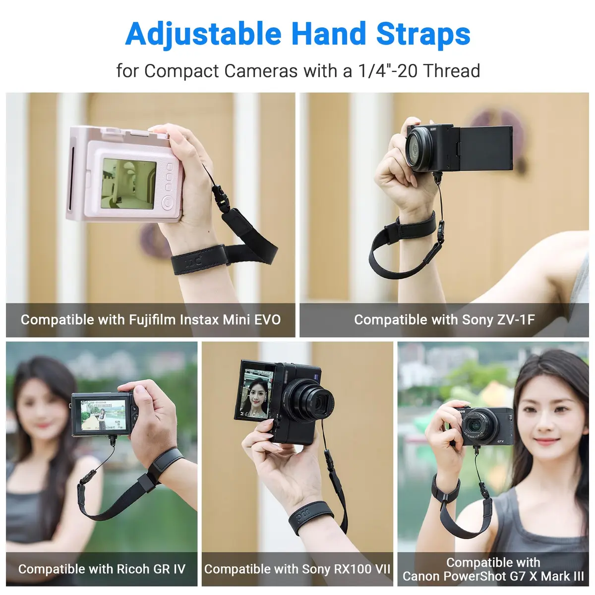 Kiorafoto Mini EVO Strap, Adjustable Nylon Camera Hand Wrist Strap Lanyard with 1/4"20 & Quick Release for Ricoh GR IV III IIIx II GRIV GRIII GR4 GR3X Sony RX100 VII ZV-1 ZV-1F G7X Mark III II SX740 HS - view 2