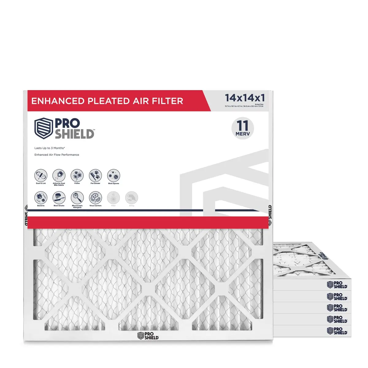 Proshield 14x14x1 MERV 11 Pleated HVAC Air Filter | 6 Pack for Better Indoor Air Quality - main product image