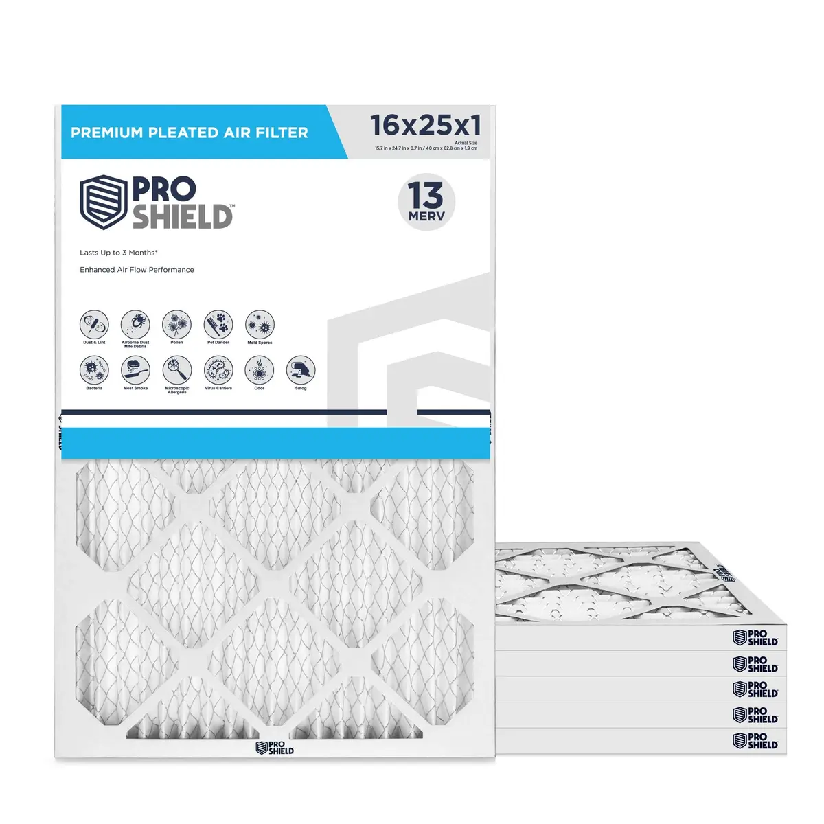 ProShield 16x25x1 MERV 13 Pleated HVAC Air Filter 6 Pack | Premium Filtration for Indian Homes - main product image