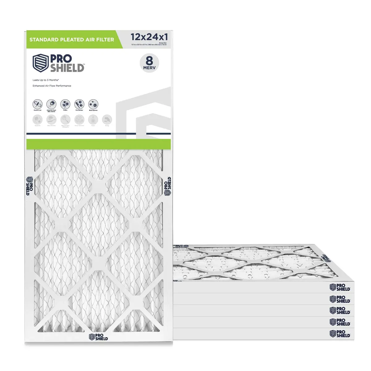 ProShield 12x24x1 MERV 8 HVAC Air Filter | 6 Pack for Indoor Air Quality - main product image