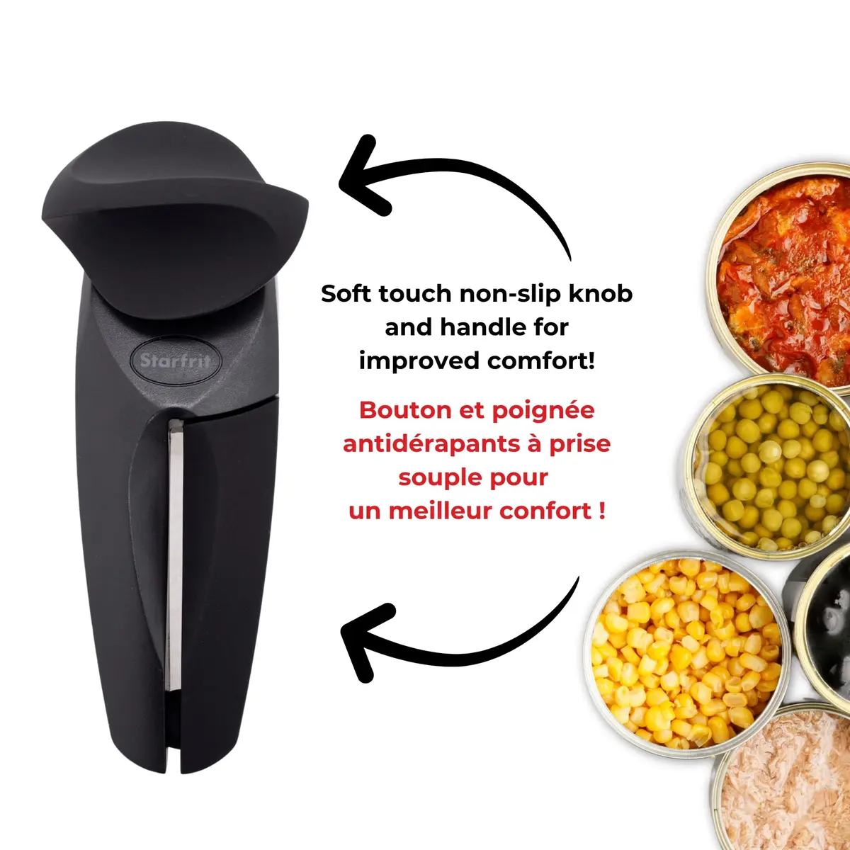 Starfrit MightiCan Can Opener Safe Smooth-Cut Comfort Grip Black | Hygienic & Durable (70-120 chars) - view 7