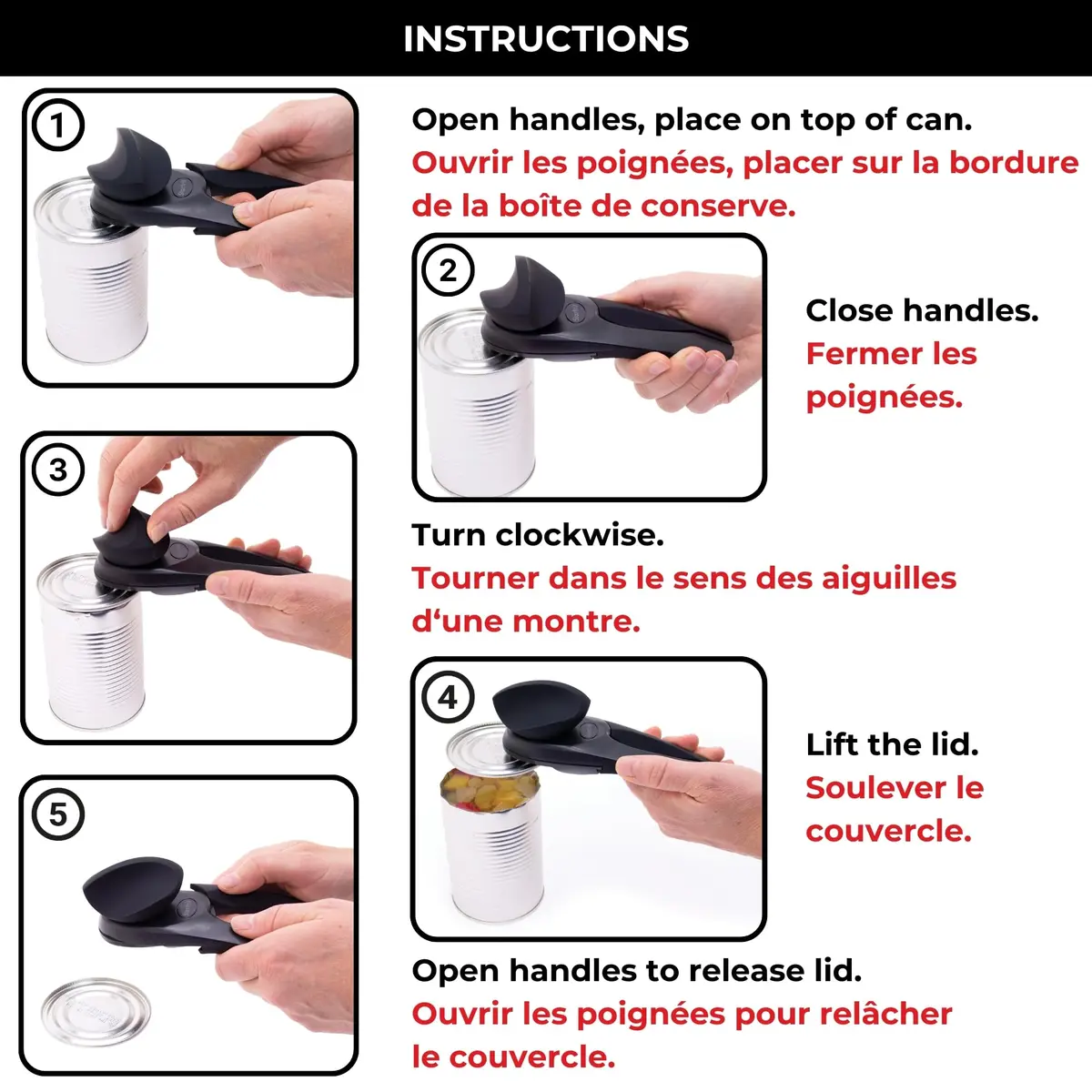 Starfrit MightiCan Can Opener Safe Smooth-Cut Comfort Grip Black | Hygienic & Durable (70-120 chars) - view 8
