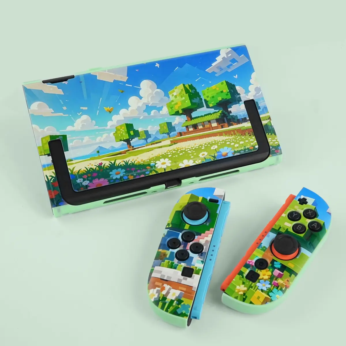 TIKOdirect Protective Case for Switch 2, Hard Back Shell & Soft Grip, Green Flower | Dockable PC TPU Cover - view 5