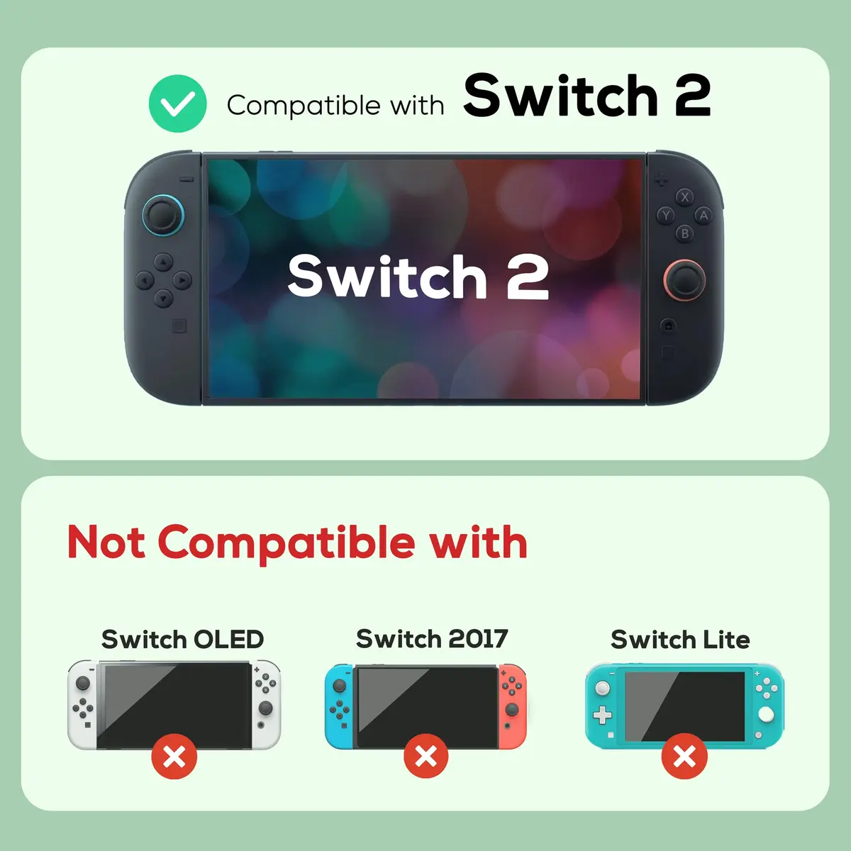 TIKOdirect Protective Case for Switch 2, Hard Back Shell & Soft Grip, Green Flower | Dockable PC TPU Cover - view 4