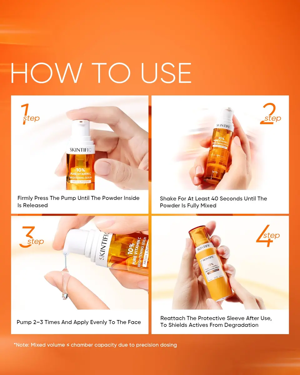 SKINTIFIC Dual-Chamber Vitamin C Serum with 10% Pure Vitamin C Powder | Fresh, Stable & Oxidation-Safe - view 6