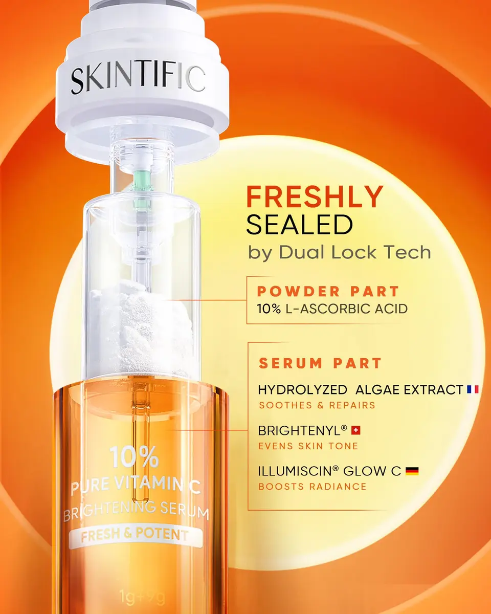 SKINTIFIC Dual-Chamber Vitamin C Serum with 10% Pure Vitamin C Powder | Fresh, Stable & Oxidation-Safe - view 2