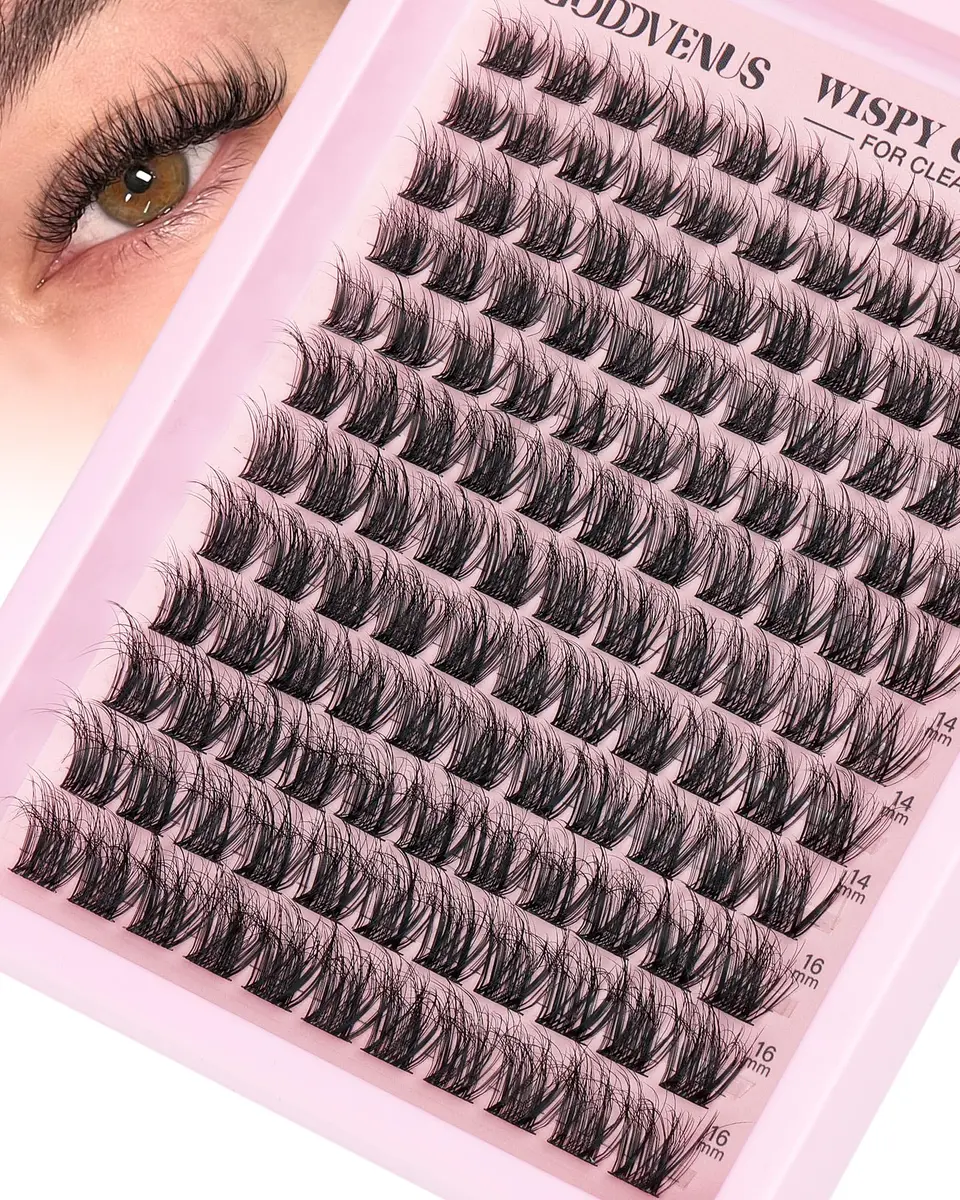 Goddvenus Natural Wispy Lash Clusters 132pcs | Fluffy CD Curl DIY Individual Eyelash Extensions (10-16mm) - main product image