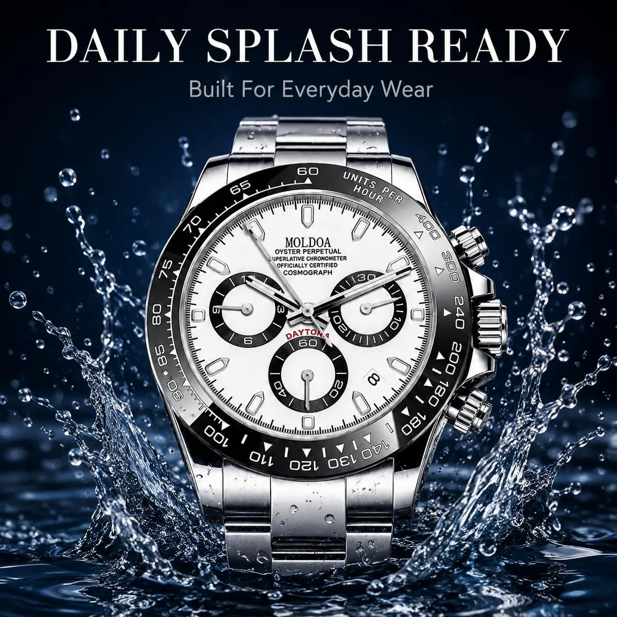 MASTOP Men's Panda Chronograph Quartz Watch 44mm (1.73 in) | Luxury Sports Watch with Silicone Strap - view 8