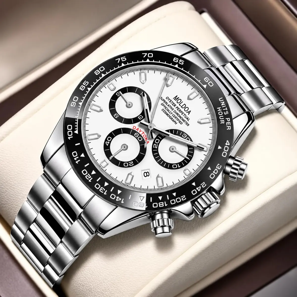 MASTOP Men's Panda Chronograph Quartz Watch 44mm (1.73 in) | Luxury Sports Watch with Silicone Strap - view 2