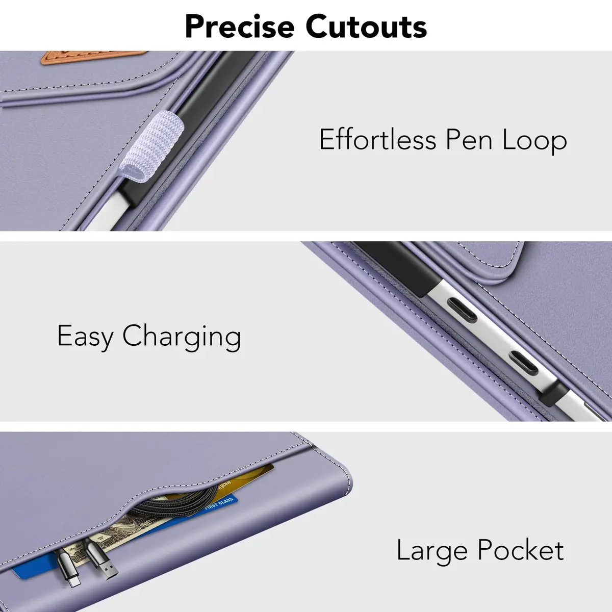 Fintie Portfolio Case for Microsoft Surface Pro 12 inch 1st Edition (2025) Lilac Purple | Multi-Angle Viewing Business Cover with Stylus Holder - view 5