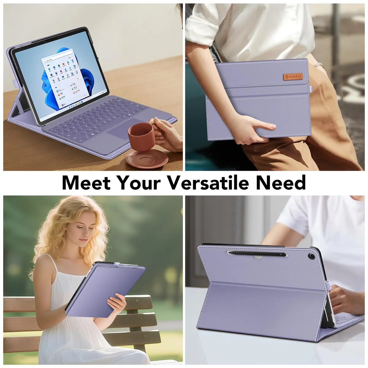 Fintie Portfolio Case for Microsoft Surface Pro 12 inch 1st Edition (2025) Lilac Purple | Multi-Angle Viewing Business Cover with Stylus Holder - view 6