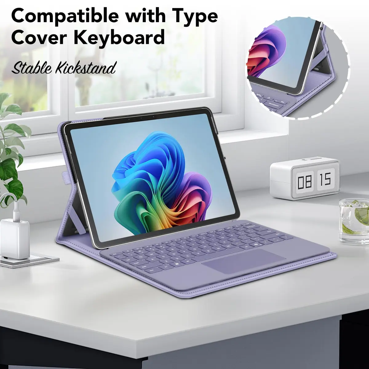 Fintie Portfolio Case for Microsoft Surface Pro 12 inch 1st Edition (2025) Lilac Purple | Multi-Angle Viewing Business Cover with Stylus Holder - view 3