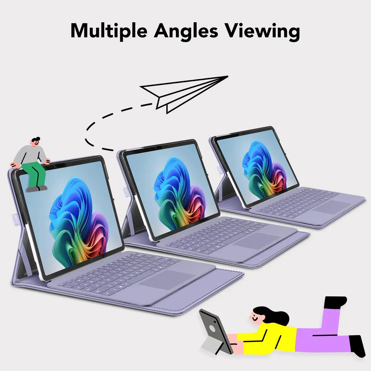 Fintie Portfolio Case for Microsoft Surface Pro 12 inch 1st Edition (2025) Lilac Purple | Multi-Angle Viewing Business Cover with Stylus Holder - view 4