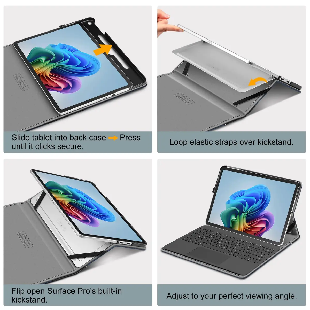 FINTIE Portfolio Case for Microsoft Surface Pro 12 inch 1st Edition (2025) | Multi-Angle View & Premium Synthetic Leather - view 9
