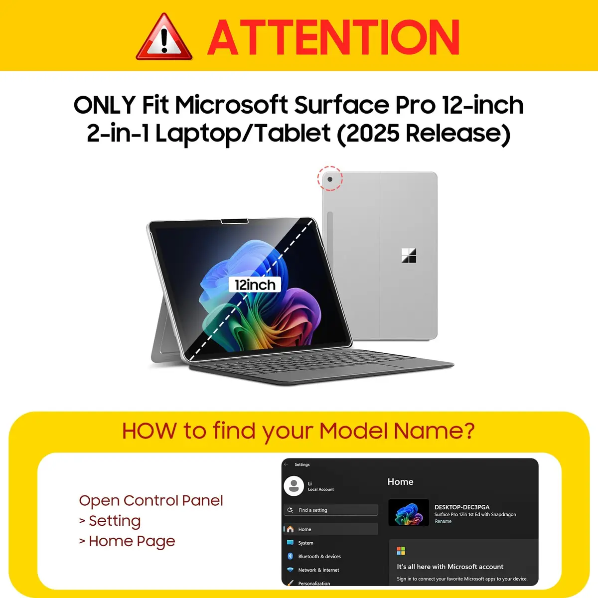 FINTIE Portfolio Case for Microsoft Surface Pro 12 inch 1st Edition (2025) | Multi-Angle Viewing & Premium Synthetic Leather - view 2