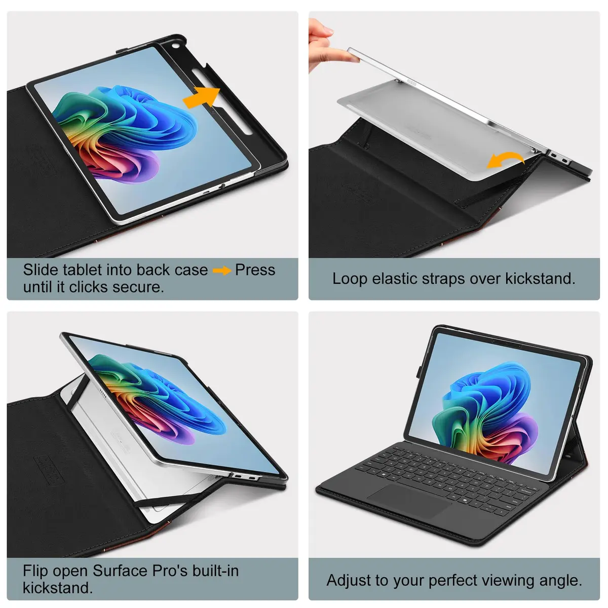FINTIE Portfolio Case for Microsoft Surface Pro 12 inch 1st Edition (2025) | Multi-Angle Viewing & Premium Synthetic Leather - view 9
