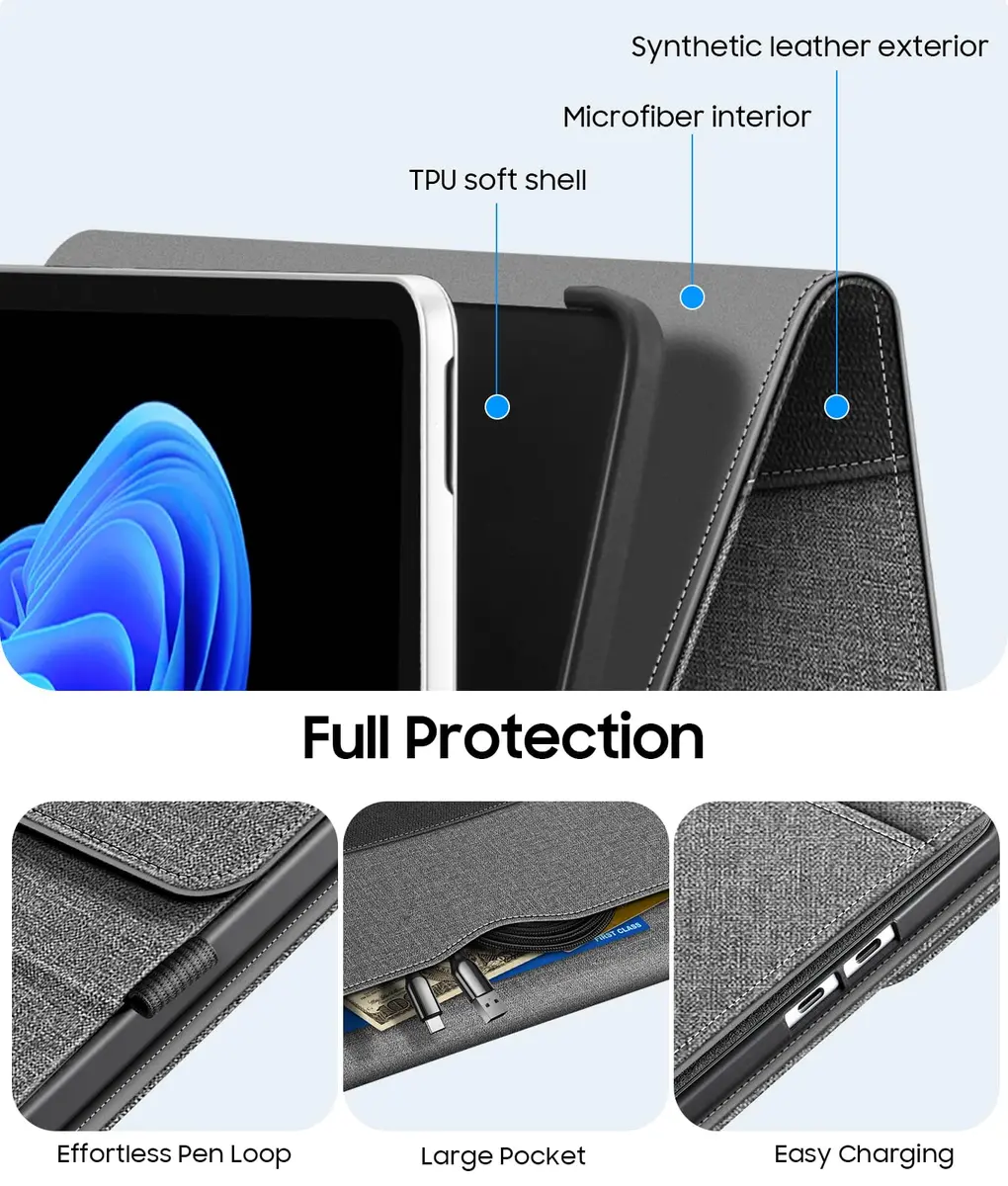 Fintie Protective Portfolio Case for Microsoft Surface Pro 12 inch (2025) | Multi-Angle Stand & Stylus Holder - view 5