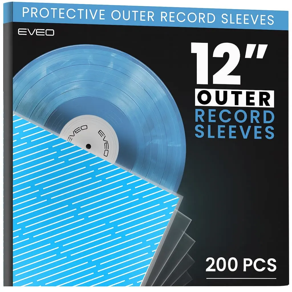 EVEO 200x Outer Vinyl Record Sleeves 3 Mil | Crystal Clear LP Album Covers 32.4 cm (12.75") - main product image