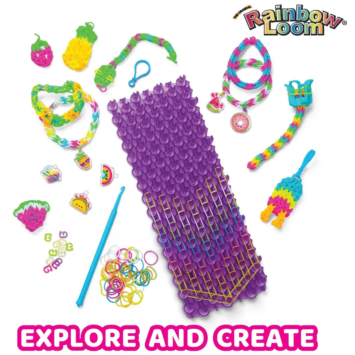 Rainbow Loom Mega Mighty Loom - 2400 Rubber Band Jewelry Craft Kit | Taller Pins for Complex Designs - view 5