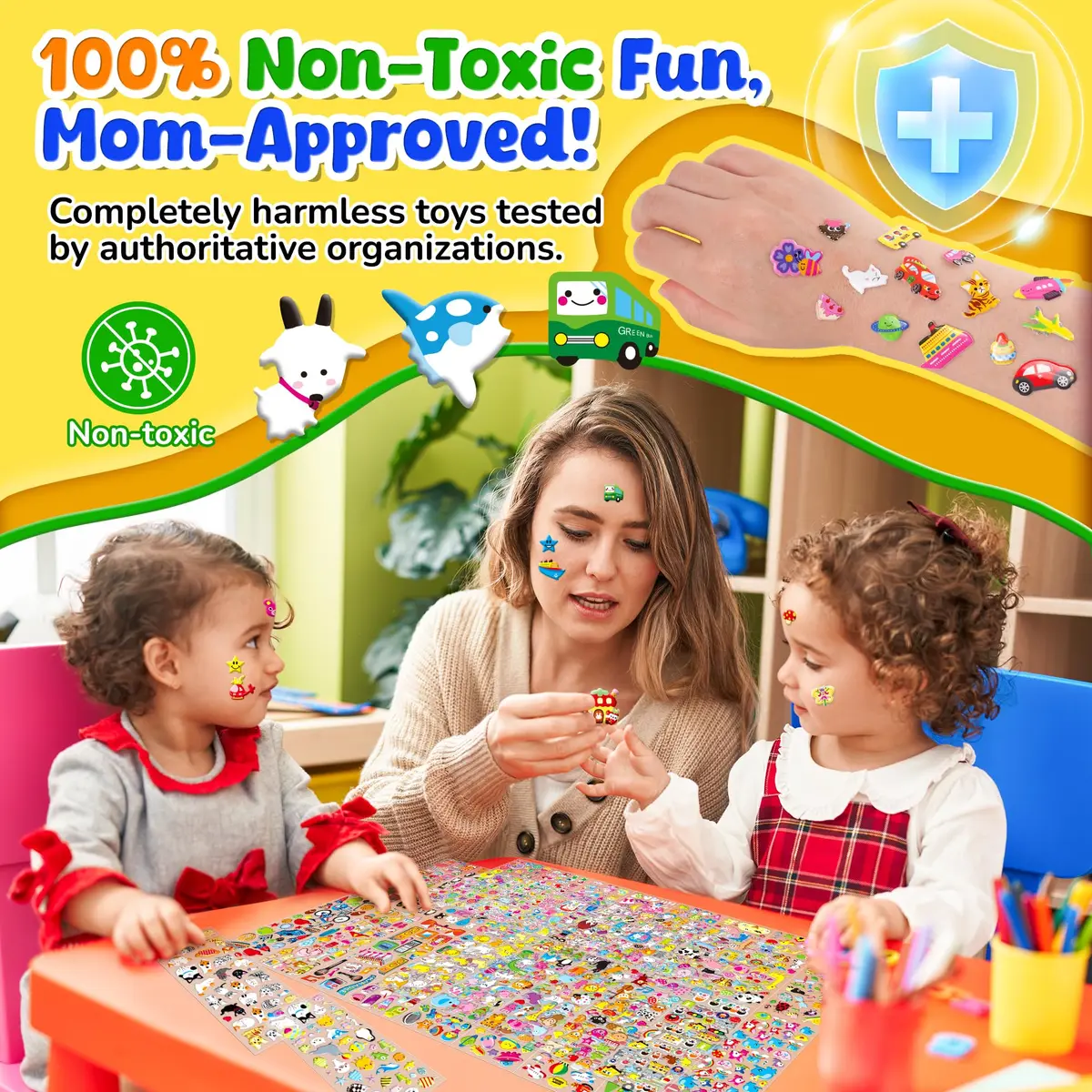 Sinceroduct 3D Puffy Stickers 64 Sheets (3200+ Stickers) | Assorted Colors, Non-Toxic, Reusable - view 3