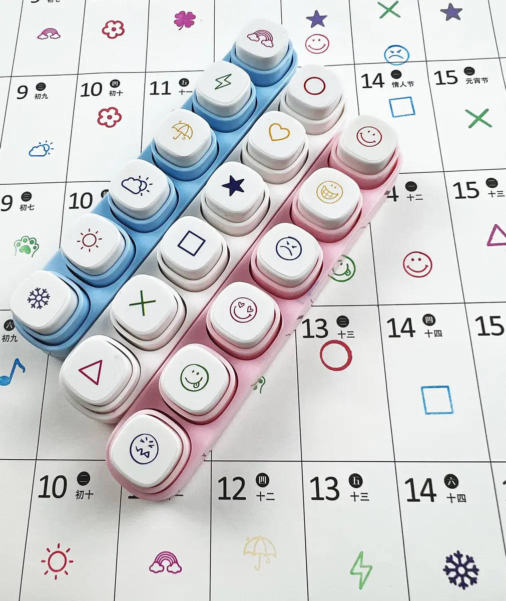 ZMLSED 6-in-1 Planner Stamp Set with Storage Case, 3-Pack | Portable Emoji Bujo Weather Themes for Bullet Journaling - view 2