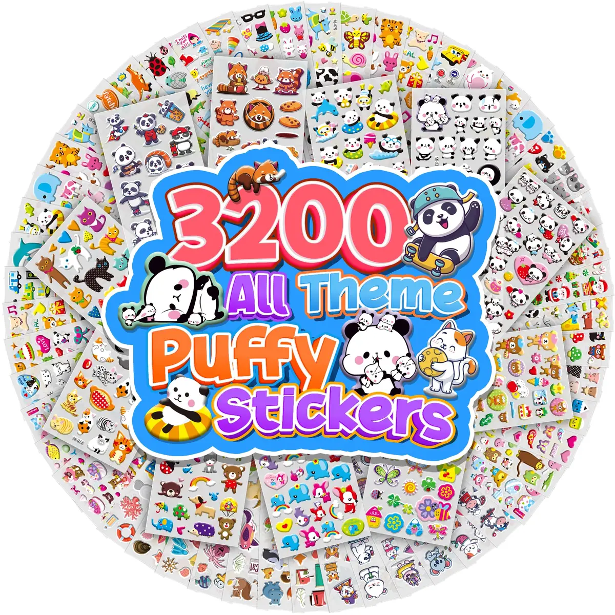 Sinceroduct 3D Stickers for Kids & Toddlers | 3200+ Puffy Reward Stickers for Classroom & Crafts - main product image