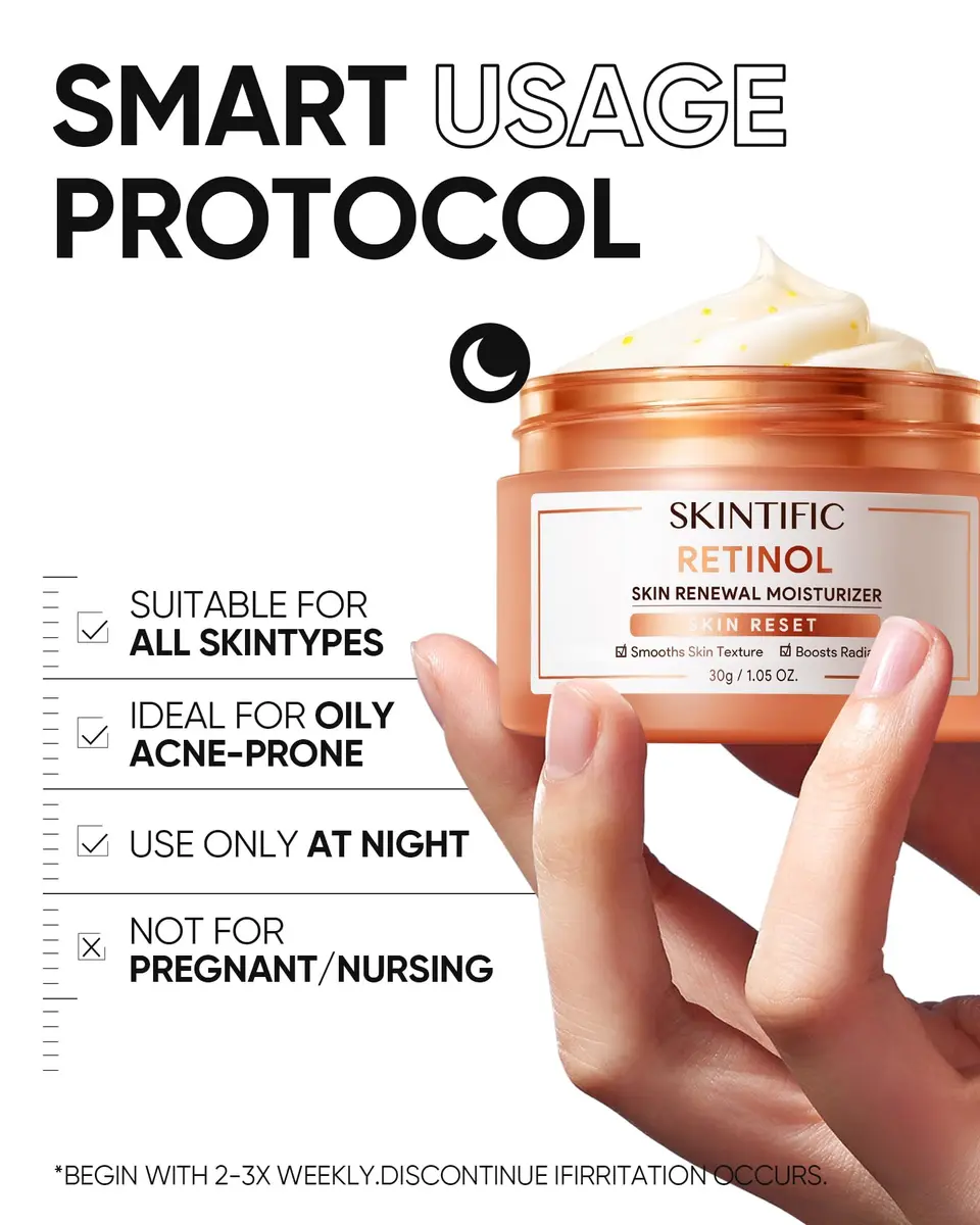 SKINTIFIC Retinol Skin Renewal Moisturizer 30g | Night Cream for All Skin Types - view 7