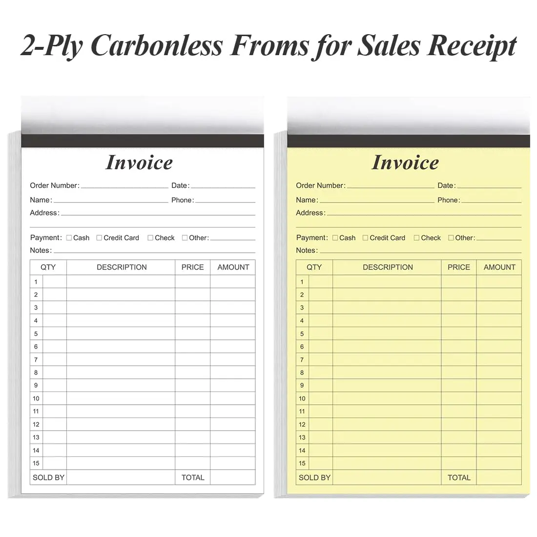 Yaridar Invoice Receipt Book 5.5" x 8.5" 2-Pack | Carbonless Small Business - view 2