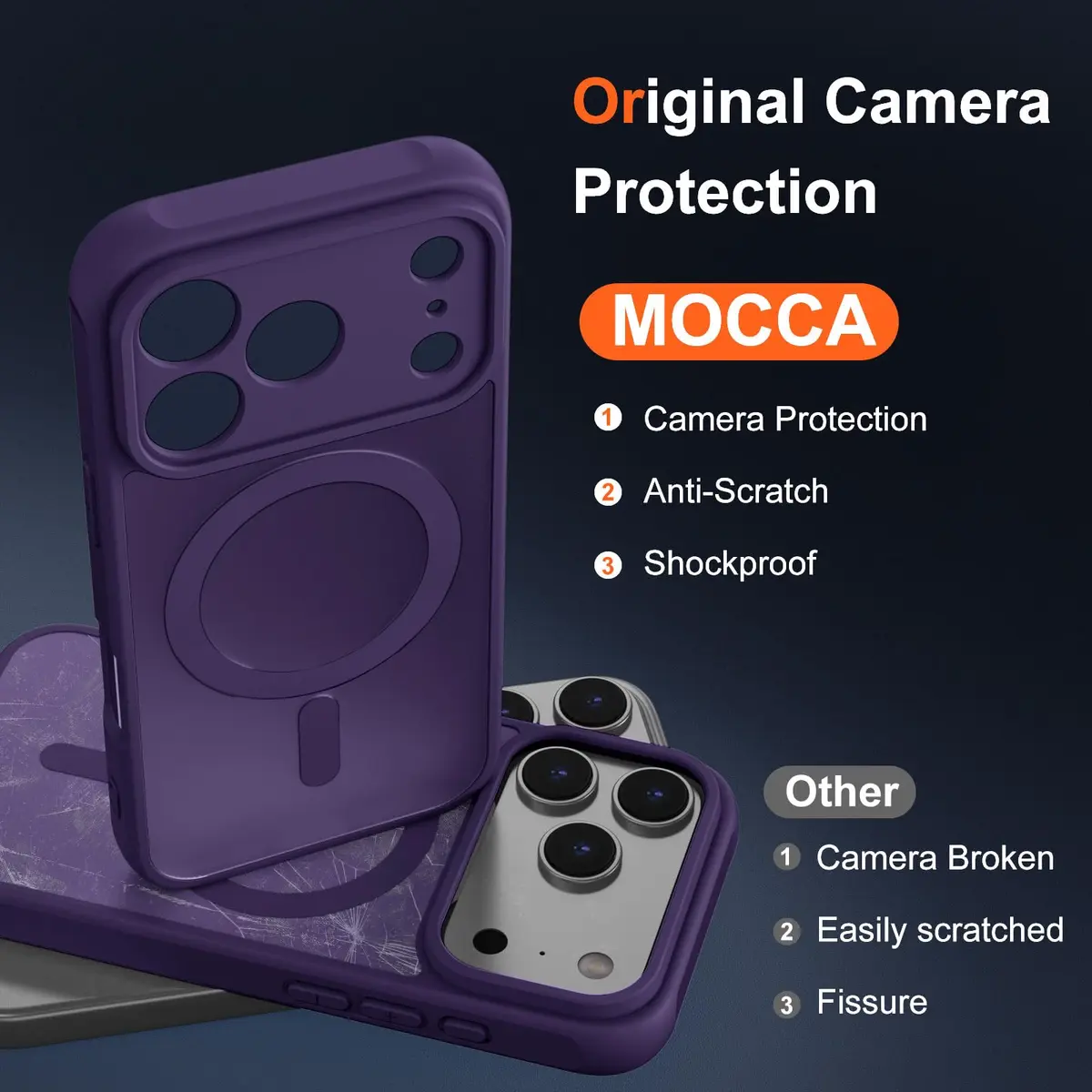 MOCCA Magnetic Shockproof Case for iPhone 17 Pro Max 6.9" | 38 N52+ Super Magnets, 2500GF, 40W Fast Charging - view 3