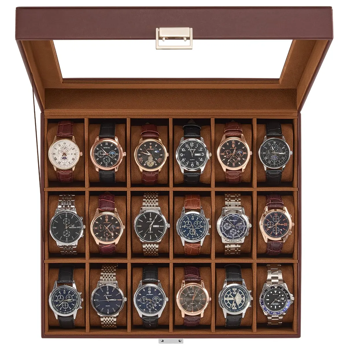 ProCase Watch Case for Men, 18 Slot with Glass Lid | Elegant Storage Organizer for Watches - main product image