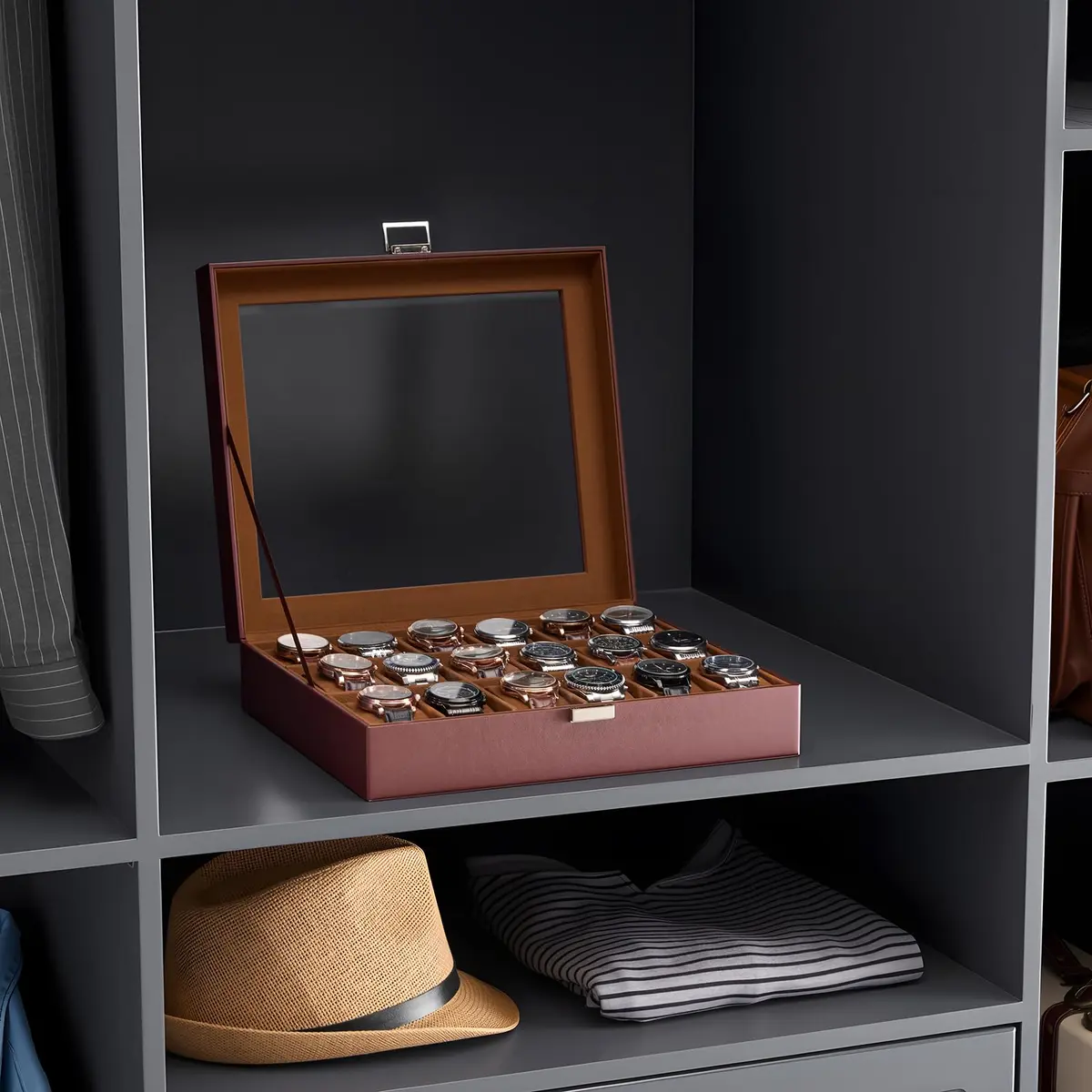 ProCase Watch Case for Men, 18 Slot with Glass Lid | Elegant Storage Organizer for Watches - view 7
