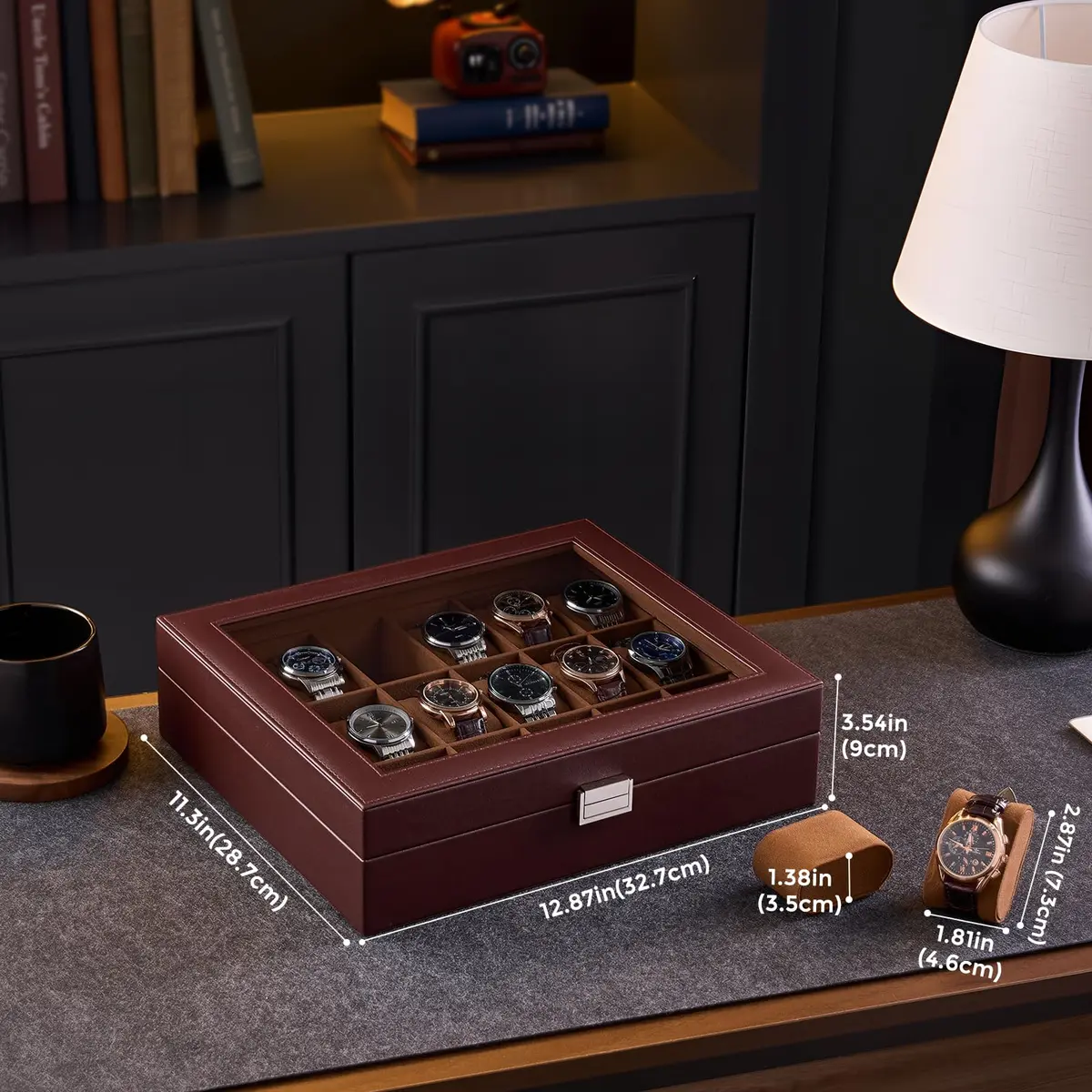 ProCase Watch Case for Men, 18 Slot with Glass Lid | Elegant Storage Organizer for Watches - view 2