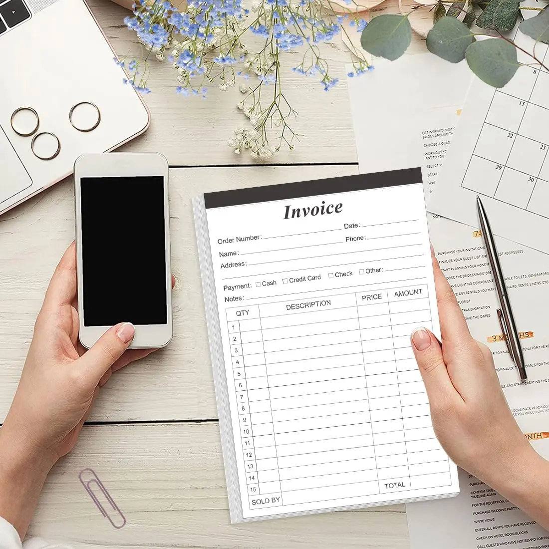 Yaridar Invoice Receipt Book 5-Pack | Carbonless 2-Part, 5.5" x 8.5" for Small Business - view 7