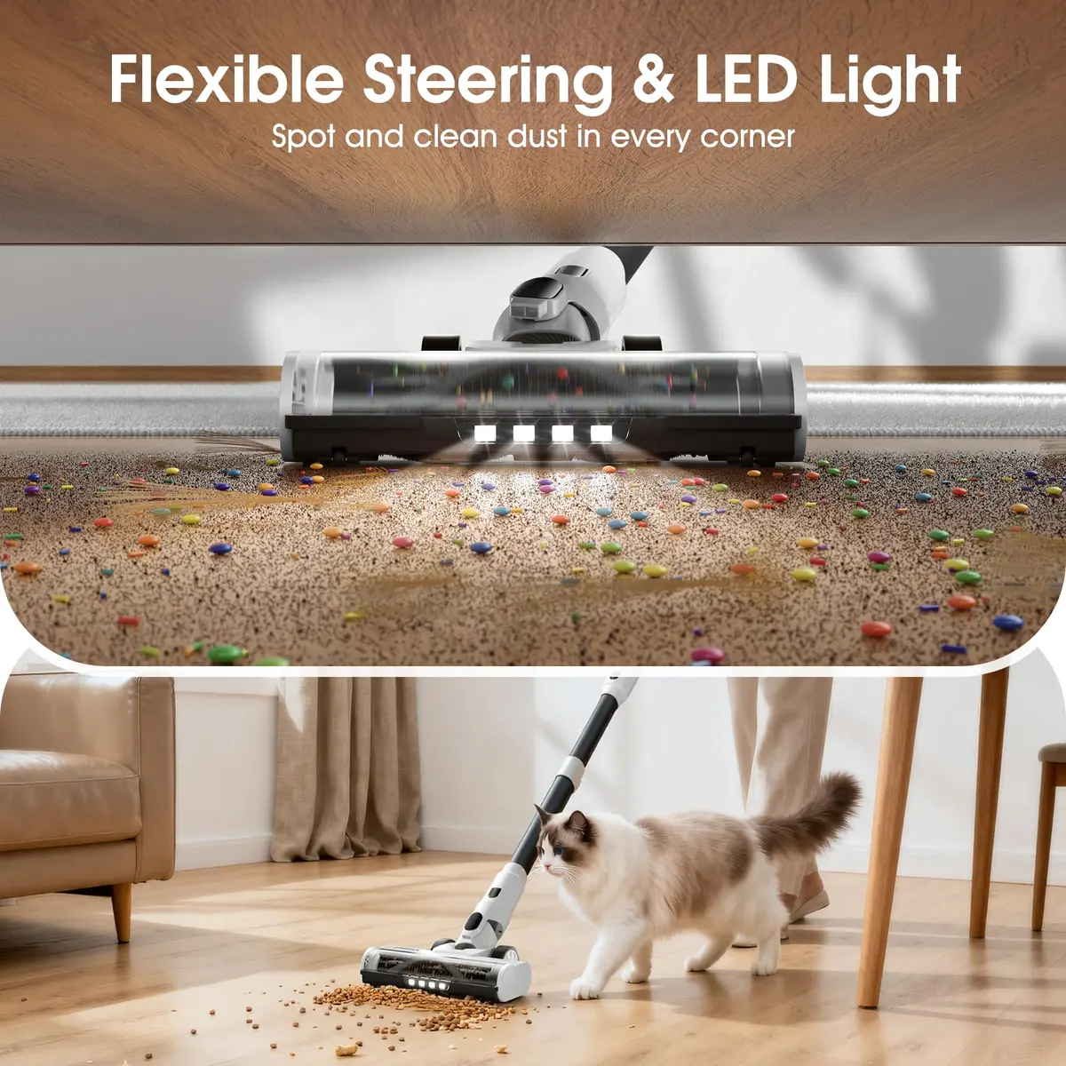 Klarpul Cordless Vacuum Cleaner 2 Batteries 140 Mins | 50Kpa Strong Suction, Self-Standing, 5-Stage HEPA, 3 Modes, 1.8L Dust Cup, White - view 7