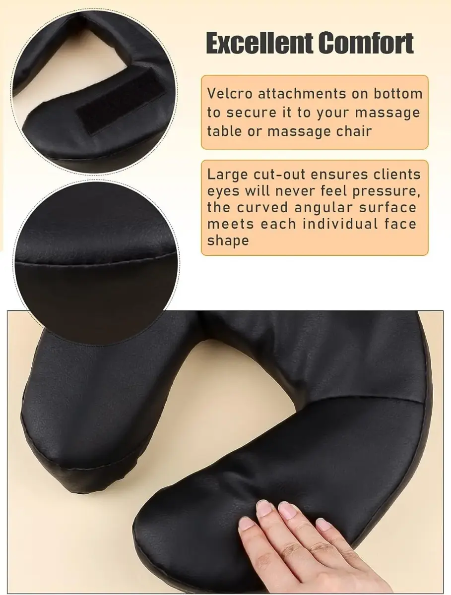 Kalolary Universal Face Cradle & Cushion for Massage Table, Adjustable Headrest & Pillow, Black | 8cm (3.15 Inch) Height - view 7