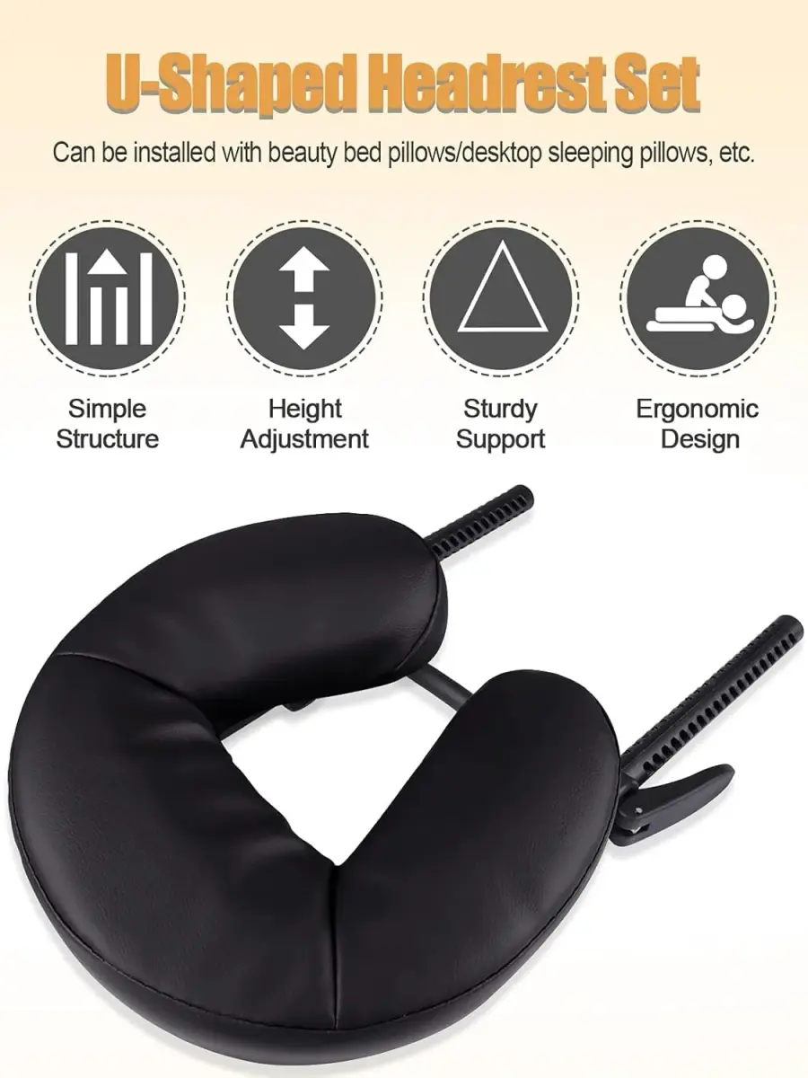 Kalolary Universal Face Cradle & Cushion for Massage Table, Adjustable Headrest & Pillow, Black | 8cm (3.15 Inch) Height - view 3