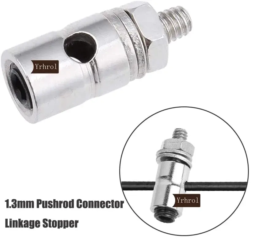 Yrhrol Adjustable Pushrod Connector Linkage Stopper 1.3mm + Z Push Rods 1.2x260mm + Nylon Control Horns | RC Airplane Parts Set - view 5