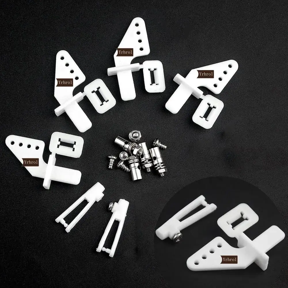 Yrhrol Adjustable Pushrod Connector Linkage Stopper 1.3mm + Nylon Control Horns 21x10 mm + 1.2 x 180mm Z Push Rods Parts Set | RC Airplane Plane Boat Replacement - view 5