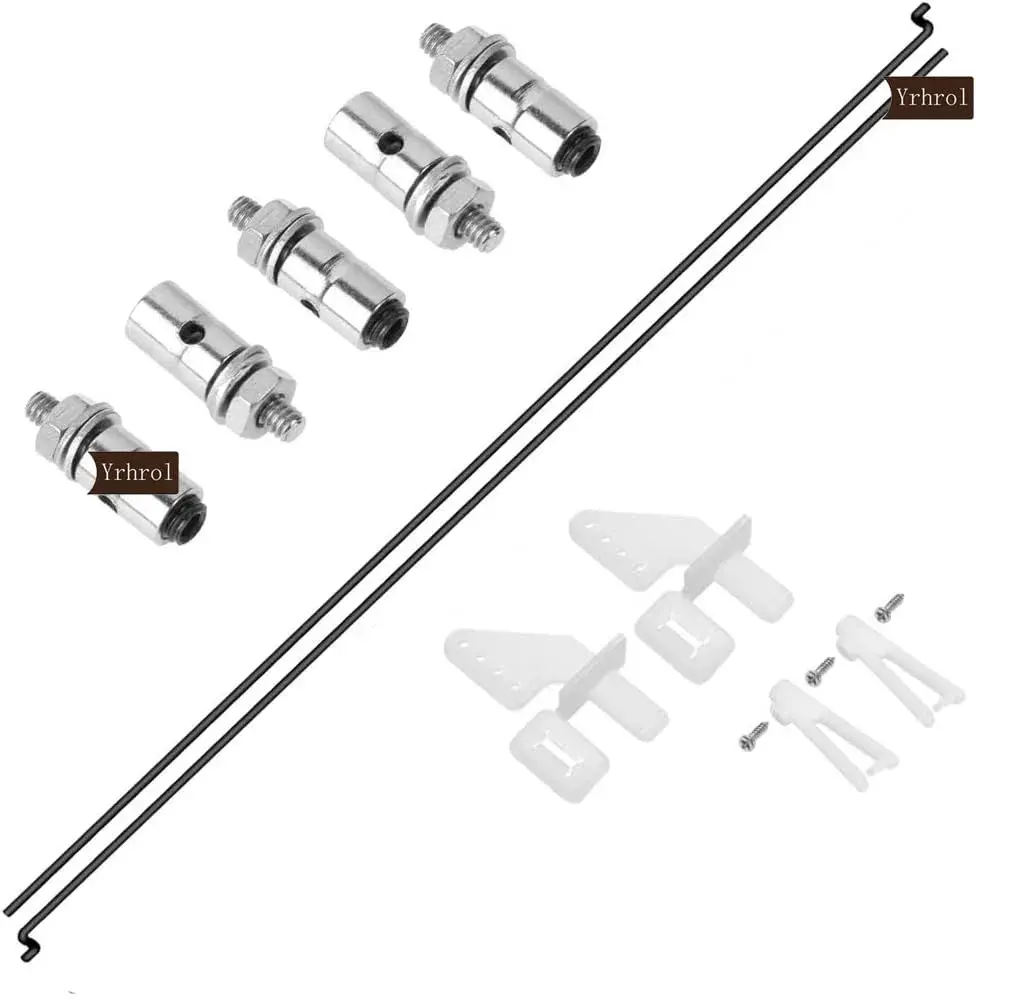 Yrhrol Adjustable Pushrod Connector Linkage Stopper 1.3mm + Nylon Control Horns 21x10 mm + 1.2 x 180mm Z Push Rods Parts Set | RC Airplane Plane Boat Replacement - view 3