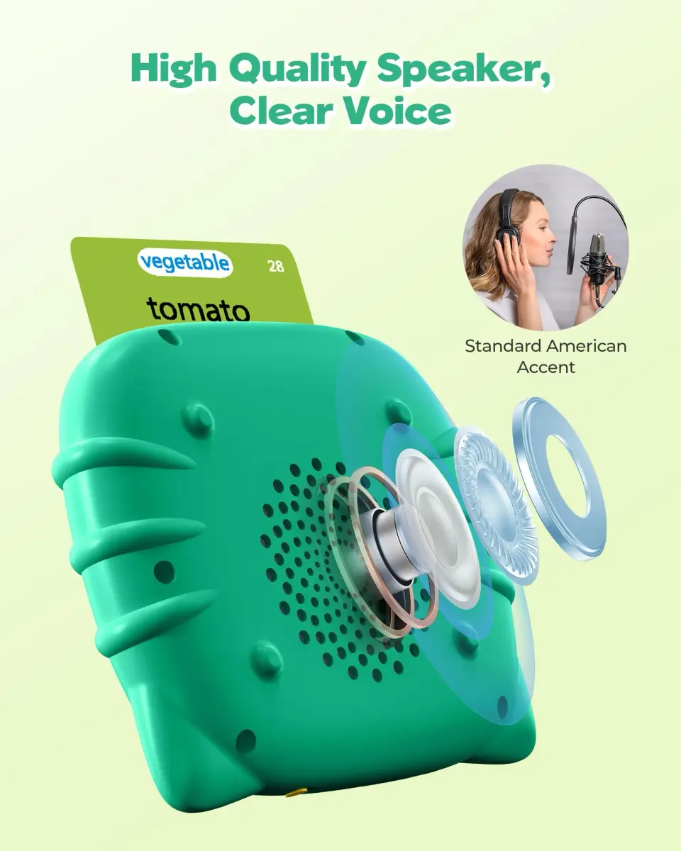 Airbition Talking Flash Cards for Toddlers 1-4 Years, Green | Montessori Language Learning Device with 224 Words - view 5