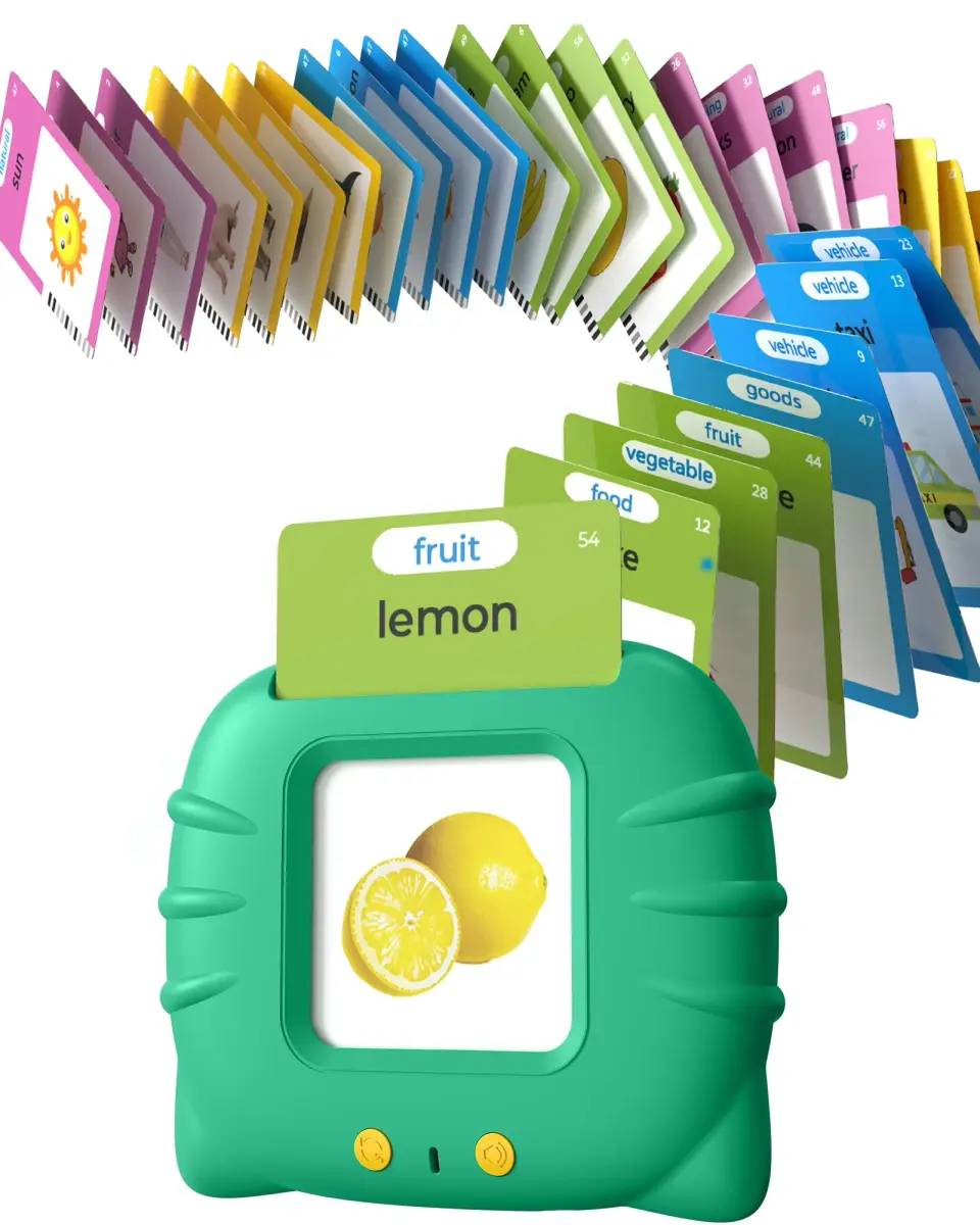 Airbition Talking Flash Cards for Toddlers 1-4 Years, Green | Montessori Language Learning Device with 224 Words - main product image