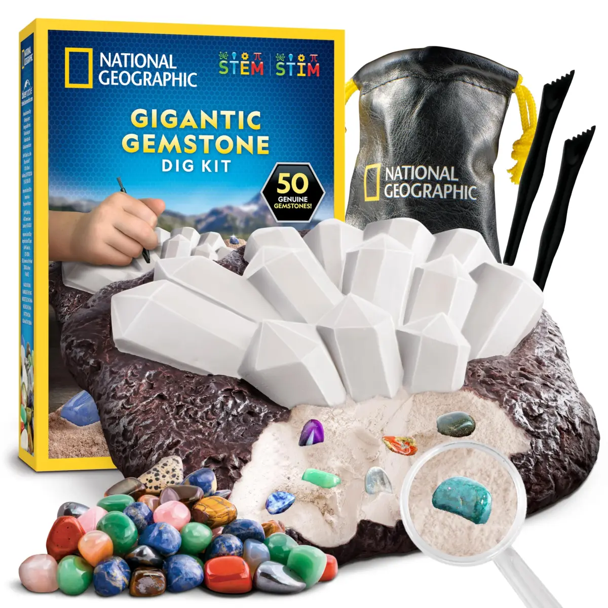 National Geographic Gigantic Gemstone Dig Kit with 50 Real Gemstones | STEM Toy for Kids - main product image