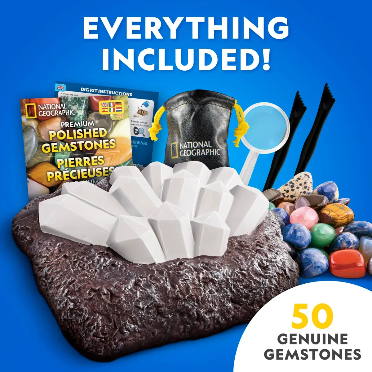 National Geographic Gigantic Gemstone Dig Kit with 50 Real Gemstones | STEM Toy for Kids - view 5